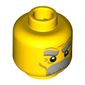 Minifig Head Soldier, Dual Sided, Thick Moustache and Eyebrows, Determined / Angry Print [Blocked Open Stud]