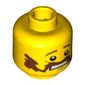 Minifig Head, Brown Handlebar Moustache, Scared Print