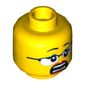 Minifig Head Reporter, Dual Sided, Glasses with Black Frames, Beauty Mark Laughing / Scared Print [Hollow Stud]