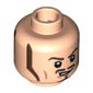 Minifig Head Will Turner, Long Brown Sideburns, Moustache, and Goatee Sneering / Smiling Print