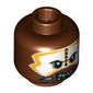 Minifig Head Cannibal, White and Yellow Face Paint Print [Blocked Open Stud]