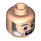 Minifig Head Joshamee Gibbs, Dual Sided, Gray Beard and Eyebrows, Crow's Feet, Angry / Scared Print [Blocked Open Stud]
