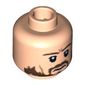 Minifig Head Admiral Norrington, Ragged Brown Beard Smiling / Frowning Print