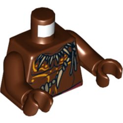 Torso Bare Chest with Bone Necklace and Body Paint Print, Reddish Brown Arms and Hands