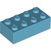 Medium Azure Brick 2 x 4