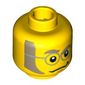 Minifig Head, Glasses with Silver Round Frames, Light Bluish Gray Sideburns Print