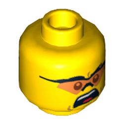 Minifig Head Soldier, Dual Sided, Glasses with Orange Lenses Smiling / Mouth Open Upset Print [Hollow Stud]