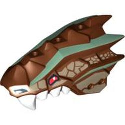 Creature Body Part, Dragon Head Upper Jaw with Scales and Teeth, Sand Green Stripes, and White Teeth Print