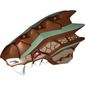 Creature Body Part, Dragon Head Upper Jaw with Scales and Teeth, Sand Green Stripes, and White Teeth Print