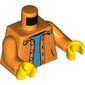 Torso Jacket with Hood over Light Blue Sweater Print, Orange Arms, Yellow Hands