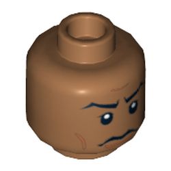 Minifig Head Captain Panaka, Stern Eyebrows, White Pupils Print [Blocked Open Stud]