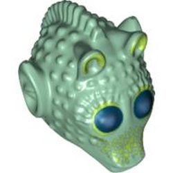 Minifig Head Special, Rodian with Light Green Patches and Dark Blue Eyes Print (Wald)