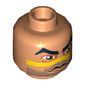 Minifig Head Quinlan Vos, Large Eyebrows, Yellow Stripe, Stubble Beard Print [Blocked Open Stud]