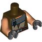 Torso Robe, Dark Tan Trim, Large Dark Bluish Gray Collar, Ponytail Print, (Quinlan Vos), Nougat Arms, Black Hands