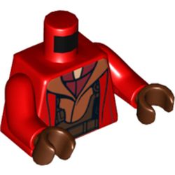 Torso Jacket with Sand Red Harness Print (Naboo Fighter), Red Arms, Reddish Brown Hands