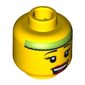 Minifig Head Fitness Instructor, Eyelashes, Red Lips, Open Smile and Lime Headband Print