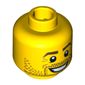 Minifig Head Lumberjack, Beard Stubble, Reddish Brown Eyebrows, White Pupils and Open Smile Print [Blocked Open Stud]