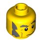Minifig Head Detective, Dark Bluish Gray Eyebrows, Bushy Sideburns and Crooked Smile Print [Blocked Open Stud]