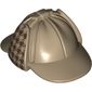 Hat Deerstalker with Dark Red Houndstooth Check on Ear Flaps Print