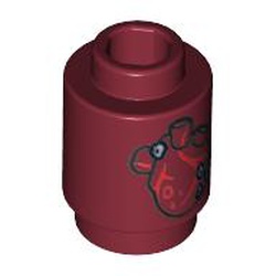 Brick Round 1 x 1 Open Stud with Human Heart Print