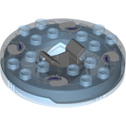 Turntable 6 x 6 Round Trans-Medium Blue Base with Trans-Medium Blue Top and White and Purple Print (Ninjago Spinner)