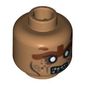 Minifig Head Zombie, Silver Eyes and Brown Face Lines Closed Mouth / Bared Teeth Print