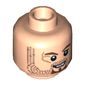 Minifig Head Scrum, Brown Stubble and Goatee, Scar on Right Eye Print [Blocked Open Stud]