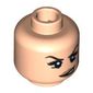 Minifig Head Angelica, Dual Sided, Dark Brown Eyebrows, Eyelashes Pensive / Conniving Print [Blocked Open Stud]