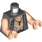 Torso Vest Open over Chest with Tattoos and Key Print, Light Nougat Arms and Hands