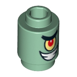 Brick Round 1 x 1 Open Stud with One Eye and Gritted Teeth Print (Plankton)