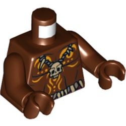 Torso Bare Chest with Skull Necklace and Body Paint Print, Reddish Brown Arms and Hands