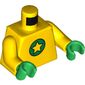 Torso Yellow Star on Green Circle Print, Yellow Arms, Green Hands