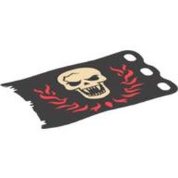 Flag 8 x 5 with White Skull with Fangs and Red Flames Print