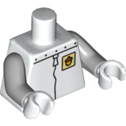 Torso Spacesuit with Riveted Collar and Lime Acorn Badge Print (Sandy Cheeks), Light Bluish Gray Arms, White Hands