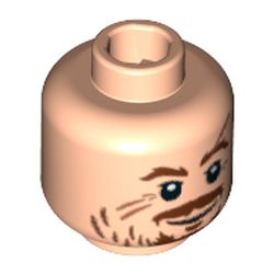 Minifig Head Remus Lupin, Moustache Brown, Scratches and Scars on Face Print [Hollow Stud]
