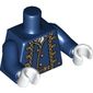Torso Uniform Jacket over Vest with Gold Trim Print, Dark Blue Arms, White Hands
