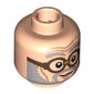 Minifig Head Ernie Prang, Gray Beard and Eyebrows, Brown Glasses Print [Blocked Open Stud]