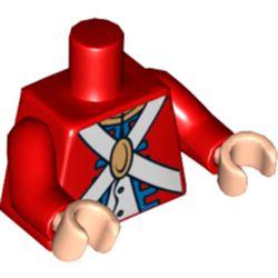 Torso Imperial Soldier Uniform with Knapsack on Back Print, Red Arms, Light Nougat Hands