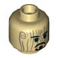Minifig Head Captain Jack Sparrow (Voodoo), Beard and Moustache Rudimentary over Wood Grain Print [Hollow Stud]