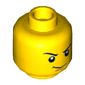 Minifig Head Lloyd, Dual Sided, Thin Smirk, Raised Eyebrow / Scared with Teeth Print [Hollow Stud]