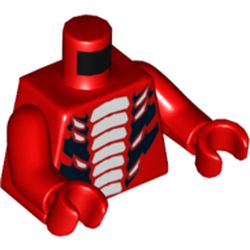 Torso Snake with White and Large Black Scales Print, Red Arms and Hands
