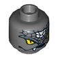 Minifig Head Snike, Yellow Snake Eyes, Fangs, Black and White Scales Print [Hollow Stud]