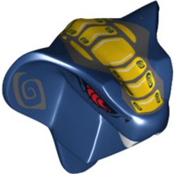 Minifig Head Special, Snake with Fangs, Red Eyes and Yellow and Dark Bluish Gray Scales Print (Slithraa)