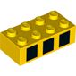 Brick 2 x 4 with Three Black Squares Print