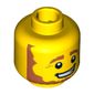 Minifig Head Leprechaun, Beard Brown Angular Bushy with White Pupils and Open Mouth Smirk Print [Blocked Open Stud]