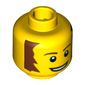 Minifig Head Butcher, Brown Bushy Sideburns, Thin Eyebrows, White Pupils and Open Mouth Smile Print [Blocked Open Stud]