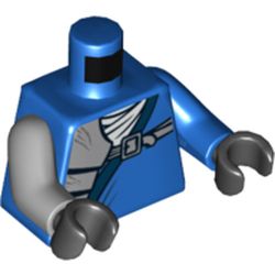Torso, Odd Arms, Robe, White Undershirt, Shoulder Pouch and Belt Print, Left Blue Arm, Right Light Bluish Gray Arm, Black Hands
