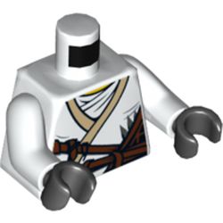 Torso Robe, Brown Rope and White Undershirt / Gold Lion on Back Print, White Arms, Black Hands