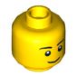 Minifig Head, Black Eyebrows, Thin Grin, Eyes with White Pupils Print [Hollow Stud]
