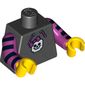 Torso Hoodie with Pocket, Drawstring and Minifig Skull Print, Magenta Arms with Black Stripes, Yellow Hands
